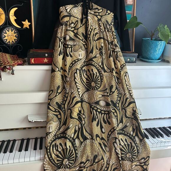 Nu-Mode Vintage 70’s Black and Gold Long Sleeve Dress Small - Picture 5 of 16